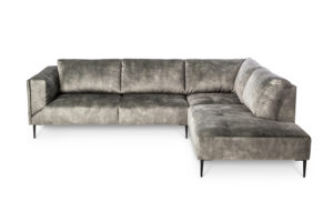 In picture: Leone Open End Right. Fabric: Adore 156. Leg: 15 black nickel.