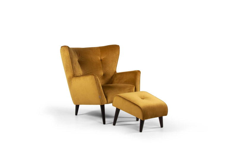 In picture: Siena chair with footstool. Fabric: Juke 132.