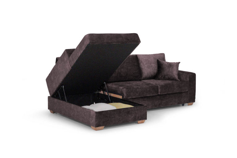 In picture: Texas. 3 DIV Left with open bedbox. Fabric: Adore 68. Leg: 36, oak.