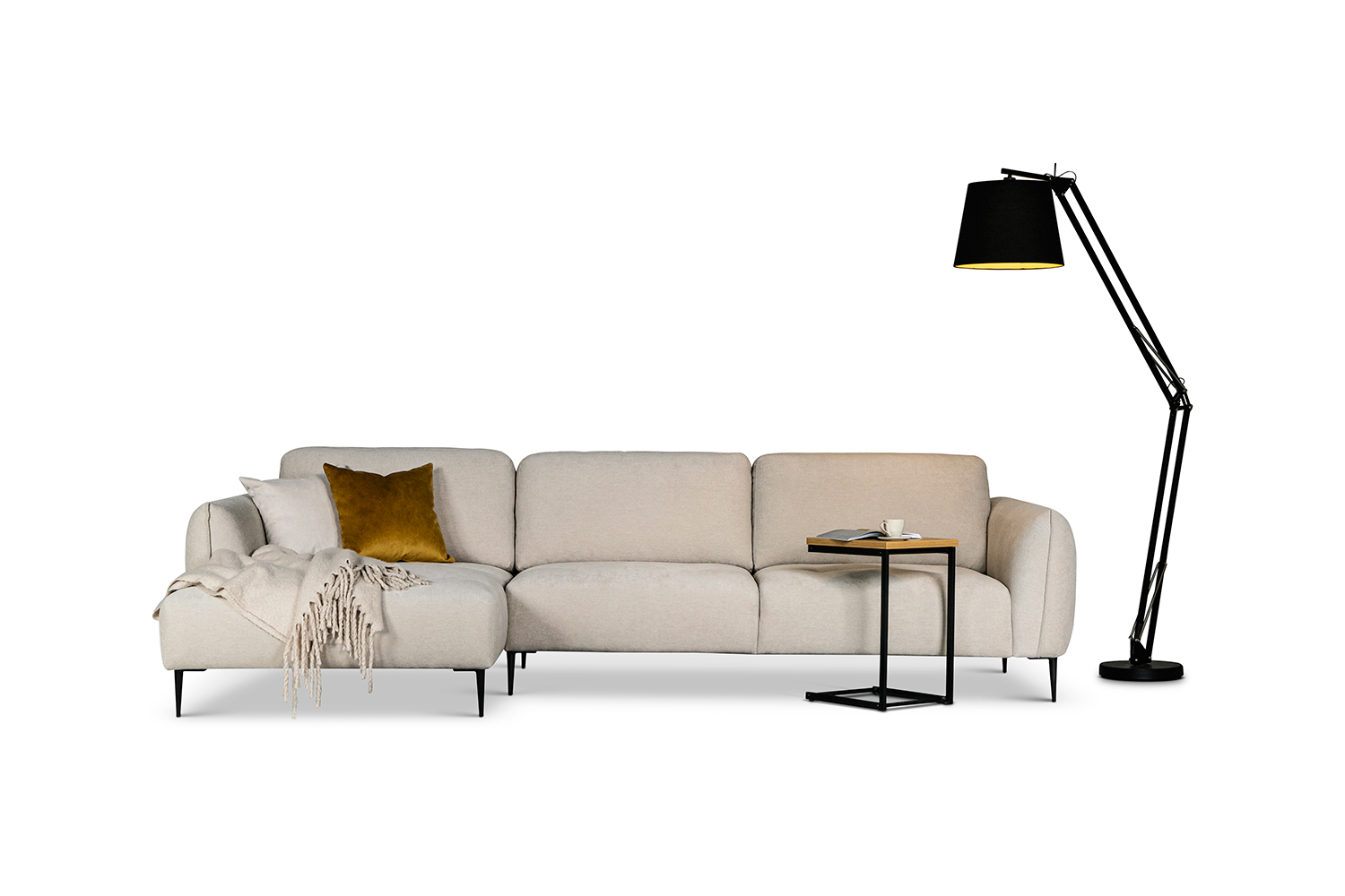 In picture: Boheme 4 DIV Left. Fabric: Nuevo 4680. Leg: 15, metal, matte black.