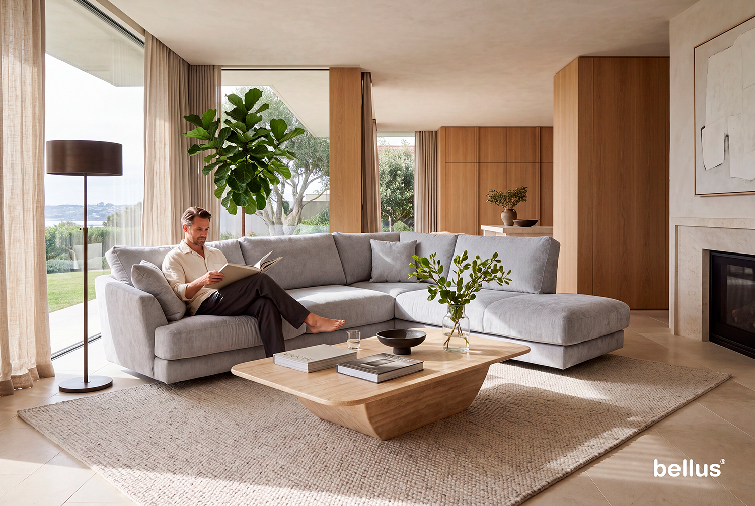 In picture: Arthur Open End Right. Fabric: Wave 20.
