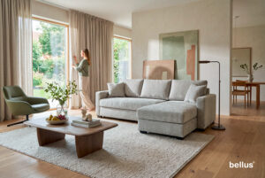 In picture: Bergen 3 DIV Right. Fabric: Nuevo 4682. Leg: 36, black.